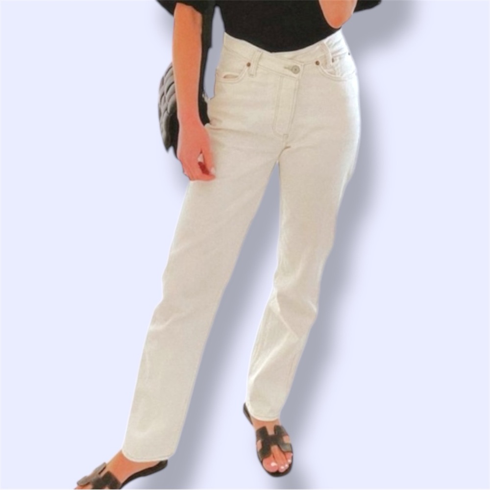 Abercrombie & Fitch Women's Off-White Straight Leg Jeans